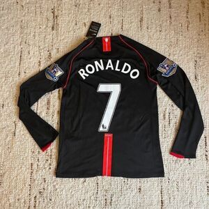 Nike Ronaldo Manchester United 07 08 Black Long Sleeve Jersey Portugal Soccer S